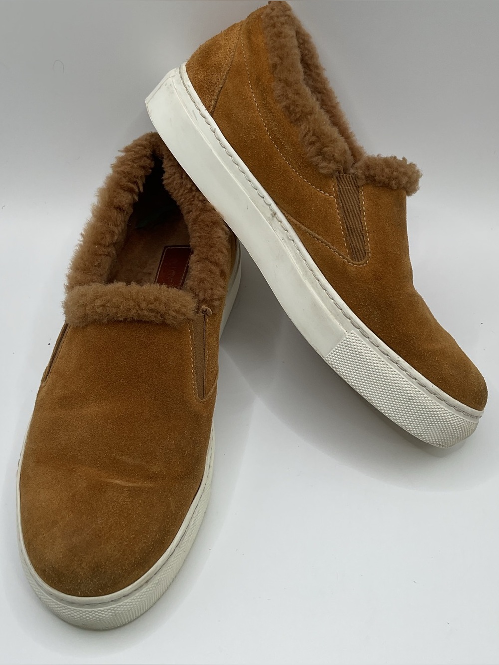 M.Gemi Suede Shearling-Lined Slip-On Loafers Italy